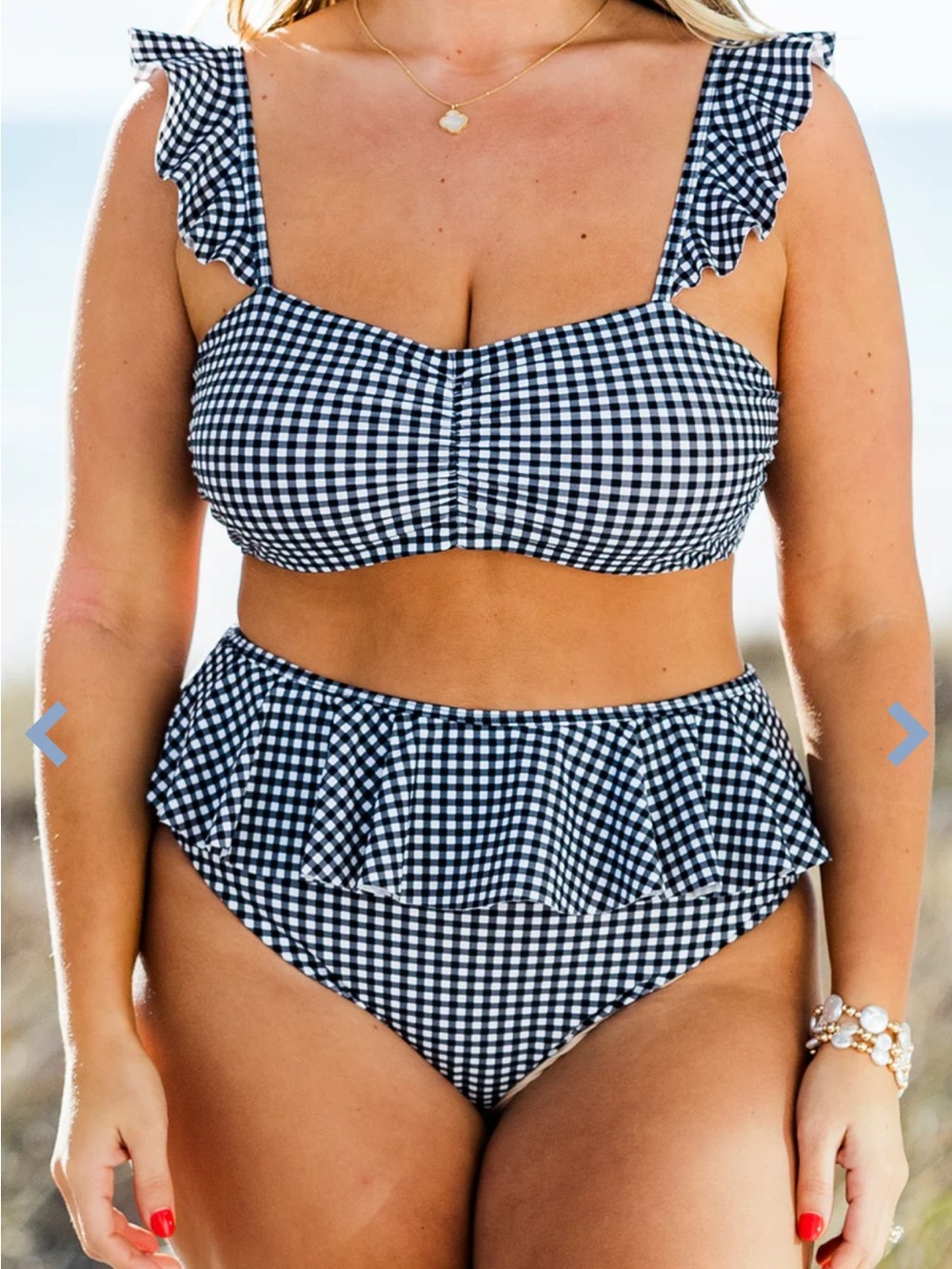 Gingham ruffle bikini